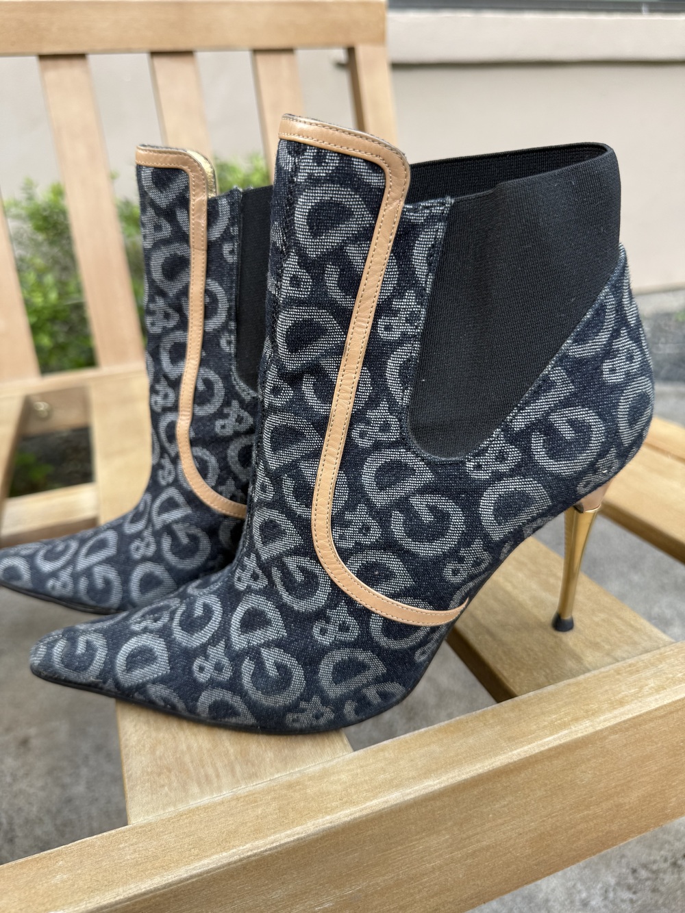 Dolce & Gabbana D&G Women's Blue Denim Ankle Boots Size US 6.5 Stiletto Heel